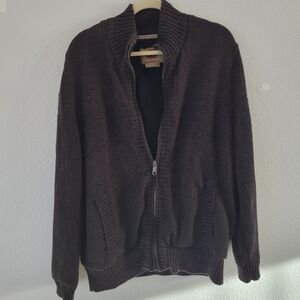 Boston Traders Men's Dark Brown Sherpa-Lined Zip-Up Sweater